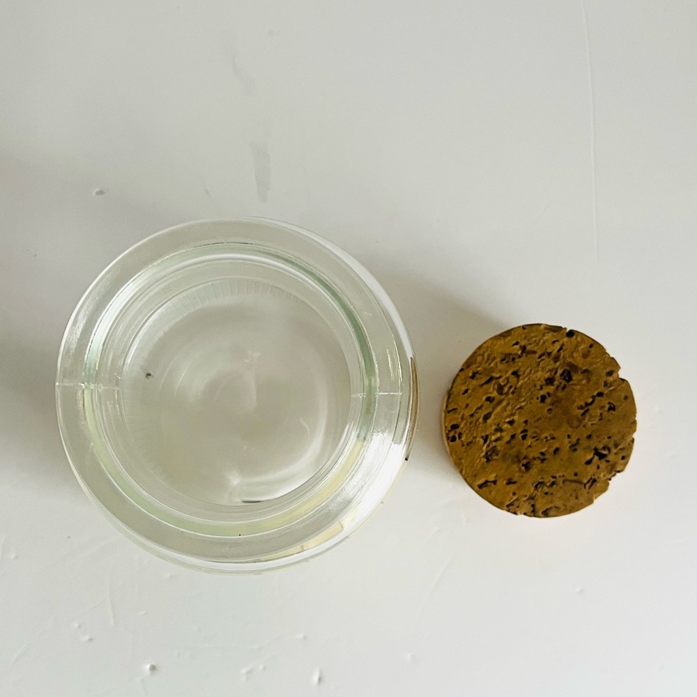 Vintage French Glass Kitchen Canisters w/ Cork Lids Retro Pantry Jars Set of 2 - Picture 10 of 10